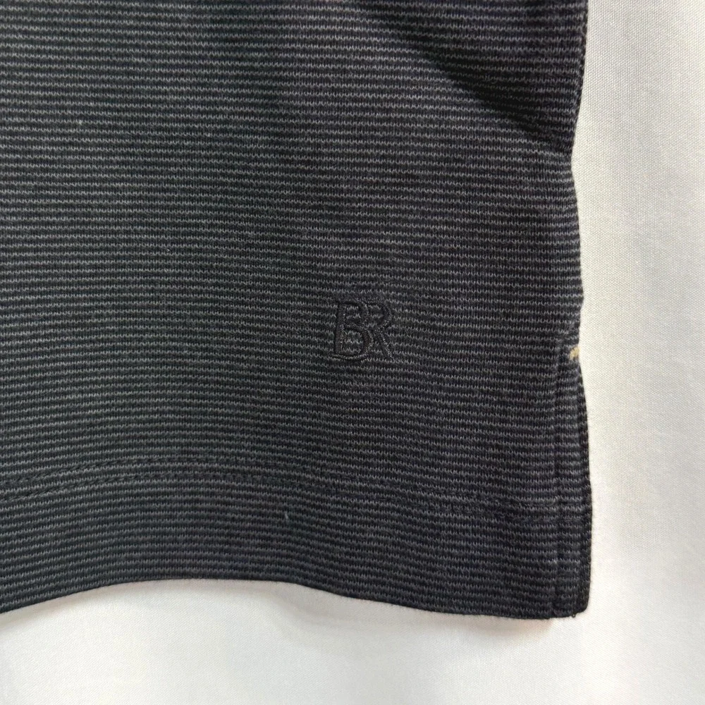 Banana Republic Luxe Touch Tee Mens Medium Black Micro Stripe Cotton T-Shirt NEW